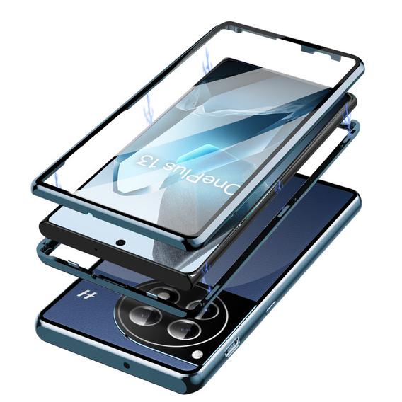 Case for OnePlus 13, Magnetic Dual Glass, blue