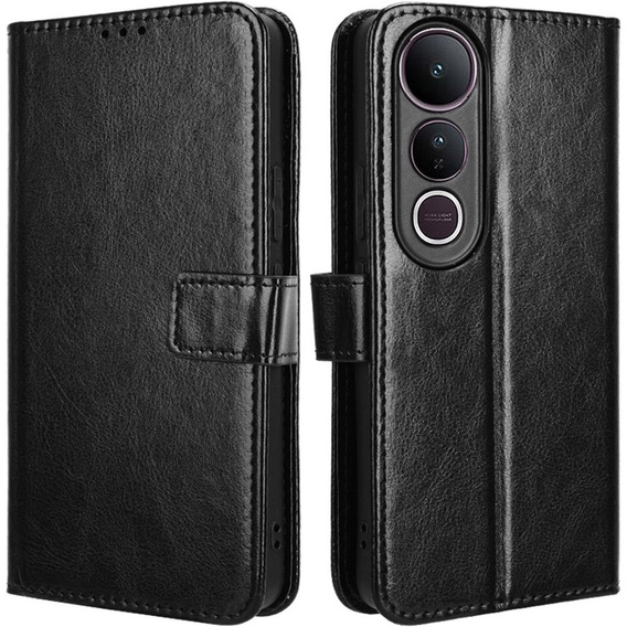 Flip case for Vivo V50 Lite 4G / 5G, Crazy Horse Wallet, black
