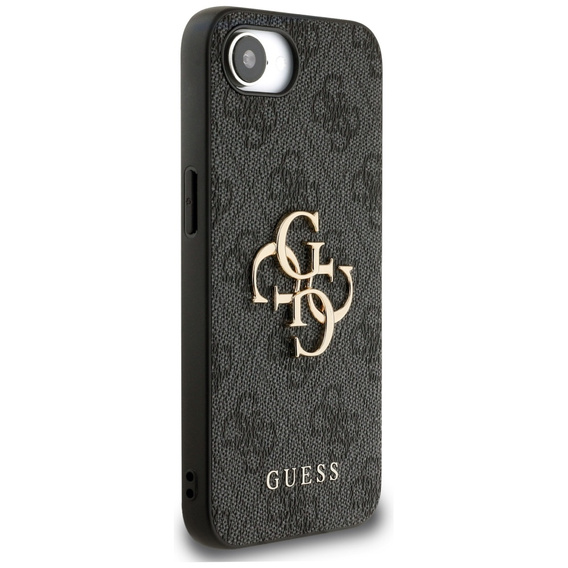GUESS Case for iPhone 16E, 4G Big Metal Logo, black