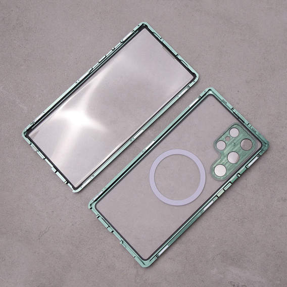 Magnetic Dual Glass MagSafe case for Samsung Galaxy S22 Ultra, green