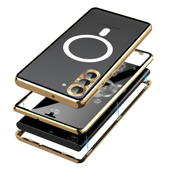 Magnetic Dual Glass MagSafe case for Samsung Galaxy S24+ Plus, gold