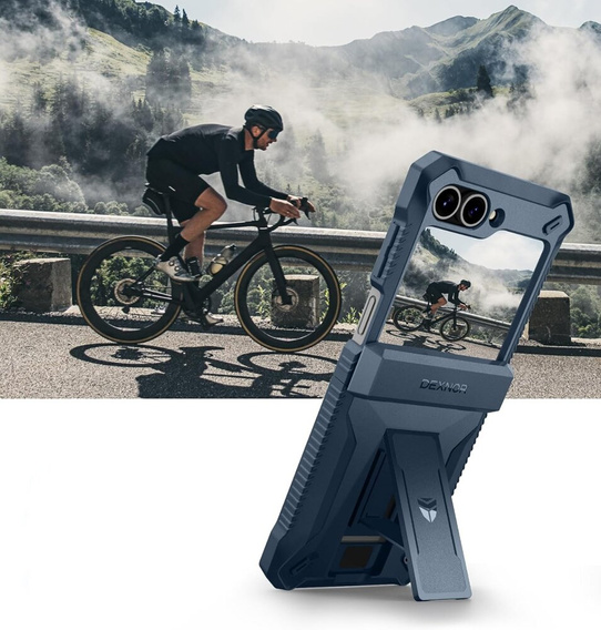 Armored Case for Samsung Galaxy Z Flip7 FE / Z Flip6, Dexnor Clip Holder, dark blue