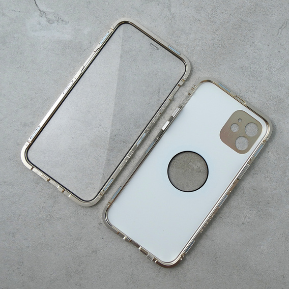 Magnetic Dual Glass MagSafe case for iPhone 11, gold