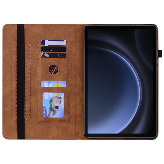 Case for Samsung Galaxy Tab S10 Lite / S10 FE / S9 FE, Wallet Pen Slot, brown