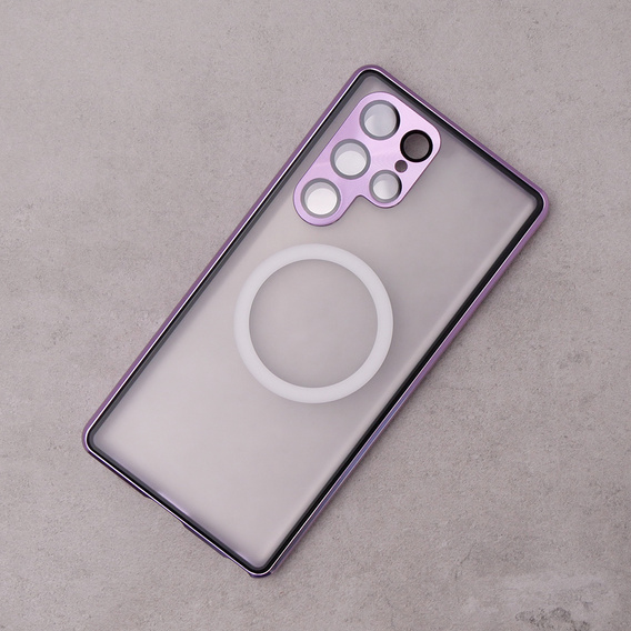 Magnetic Dual Glass MagSafe case for Samsung Galaxy S22 Ultra, purple