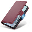 Case for Realme 14 Pro+ 5G, ERBORD Glossy Litchi, wallet with flap, red