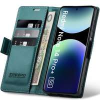 Case for Xiaomi Redmi Note 14 Pro+ 5G / Xiaomi Poco X7 5G / Xiaomi Redmi Note 14 Pro 5G, ERBORD Glossy Litchi, wallet with flap, green