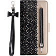 Flip case for Samsung Galaxy A25 5G, Wallet Pocket Zipper Lace, black