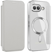 Flip case for Google Pixel 9A, RFID Wallet MagSafe CamShield, silver