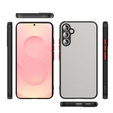 Silicone case for Samsung Galaxy S25, with camera protection, transparent / black + 9H tempered glass