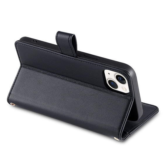 Flip case for iPhone 14, Wallet Zipper Pocket, black
