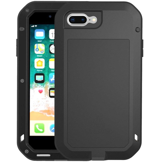 Love Mei Case for iPhone 8 Plus / 7 Plus, armored with glass, black