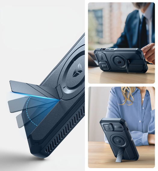 Armored case for iPhone 15, Dexnor CamProtect MagSafe, dark blue (Two frames)