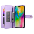 Flip case for iPhone 16 Pro Max, Wallet Zipper Pocket, purple