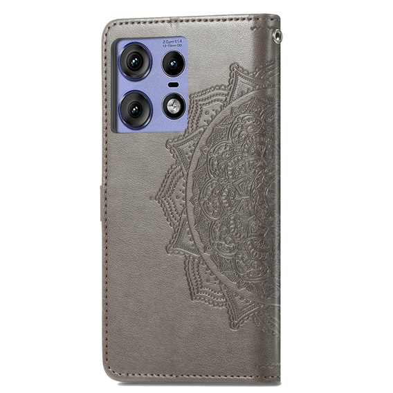 Flip case for Motorola Edge 50 Pro, Mandala, grey