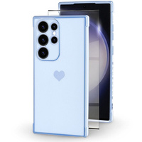 Case for Samsung Galaxy S23 Ultra, Electro heart, blue + Full Glue Ceramic Glass