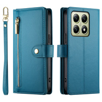 Flip case for Xiaomi 14T, Wallet Zipper Pocket, blue