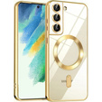 Case for Samsung Galaxy S21 FE, Electro MagSafe, gold + Screen Glass