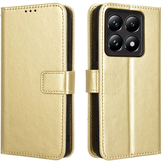 Flip case for Xiaomi 14T, Crazy Horse Wallet, gold
