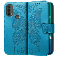 Flip case for Motorola Moto E40/E30/E20, Butterfly, blue