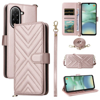 Crossbody Leather Wallet flip case for Xiaomi Redmi A5, pink