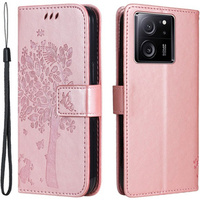 Flip case for Xiaomi 13T / 13T Pro, tree, pink rose gold