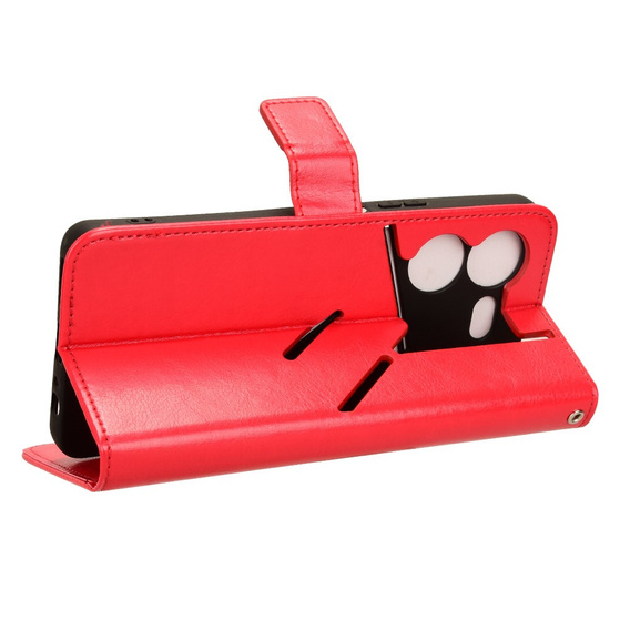 Flip case for Tecno Pova 5 Pro 4G, Crazy Horse Wallet, red