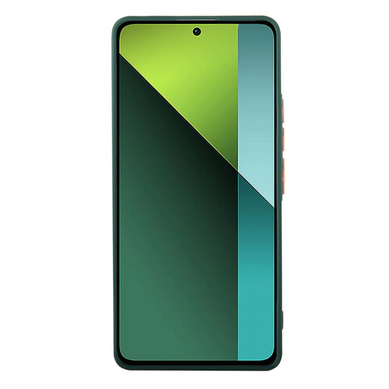Silicone case for Xiaomi Redmi Note 13 Pro 5G, with camera protection, transparent / green + Tempered Glass 9H