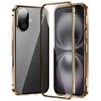 Case for iPhone 16, Magnetic Dual Glass, gold