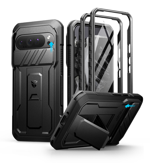 Armored case for Google Pixel 9 Pro XL, Dexnor Full Body (Two Frames), black