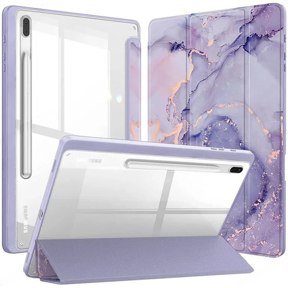 Case for Samsung Galaxy Tab S10 FE+ Plus, Smartcase Hybrid, with stylus space, Marble purple