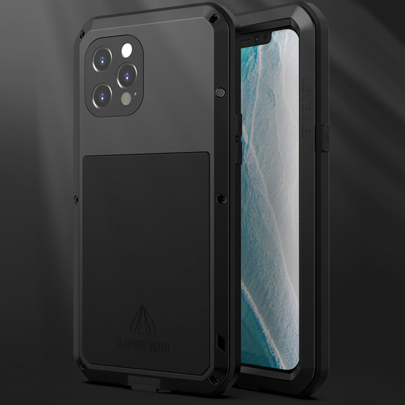 Love Mei Case for iPhone 12 Pro Max, armored with glass, black