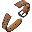 22mm Genuine Leather Coated Silicone Watch Band - Brown