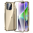 Case for iPhone 14, Magnetic Dual Glass, gold