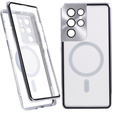 Magnetic Dual Glass MagSafe case for Samsung Galaxy S21 Ultra, silver