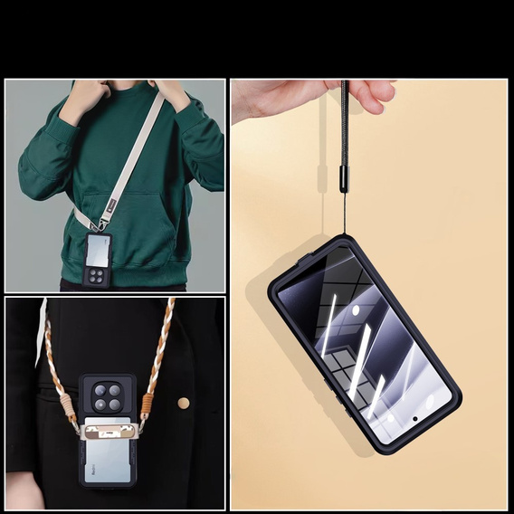 IP68 Waterproof Case for Xiaomi Redmi Note 14 Pro 5G, Redpepper, black