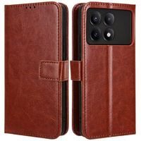 Flip case for Xiaomi Poco F6 Pro, Crazy Horse Wallet, brown