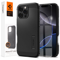 Spigen case for iPhone 16 Pro, Tough Armor Mag MagSafe, black + 9H Tempered Glass