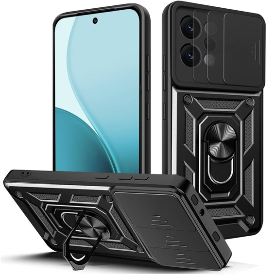 Armoured case for Oppo Reno 14, with camera protection, with stand, black