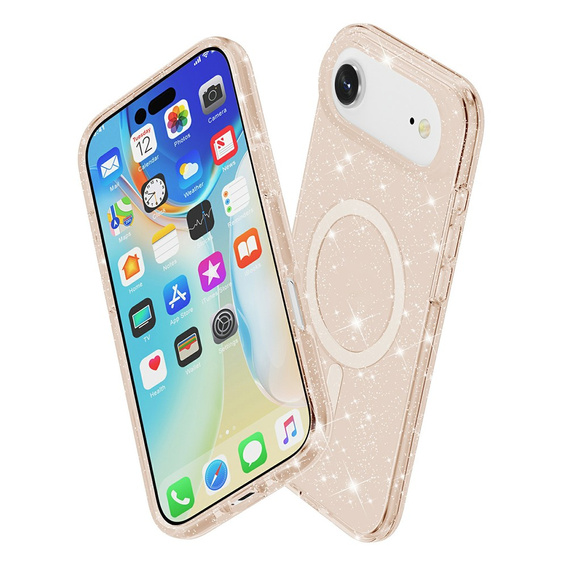 Case for iPhone Air, for MagSafe, glitter, translucent gold