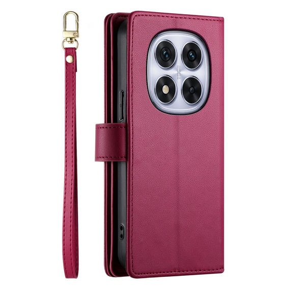 Flip case for Xiaomi Redmi Note 14 Pro 5G / Poco X7 5G, Wallet Zipper Pocket, red