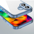 Case for iPhone 17, with camera cover, transparent with blue sides
