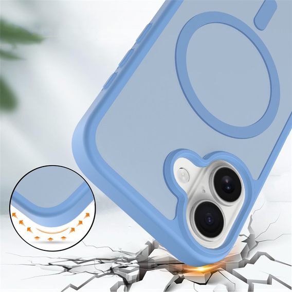 Matt Case for iPhone 17, for MagSafe, translucent blue