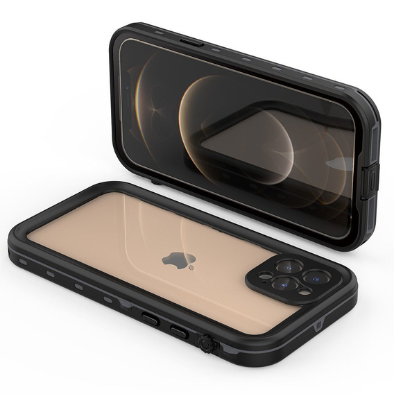 IP68 Waterproof Case for iPhone 12 Pro, Redpepper, black