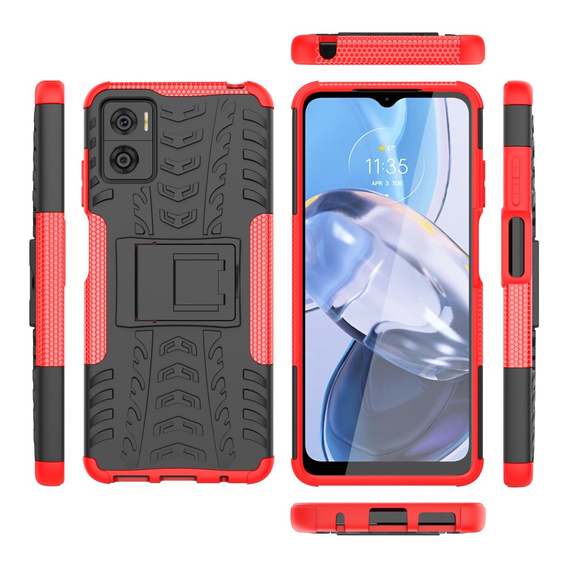 Case for Motorola Moto E22 / E22i, Tire Armor, black / red