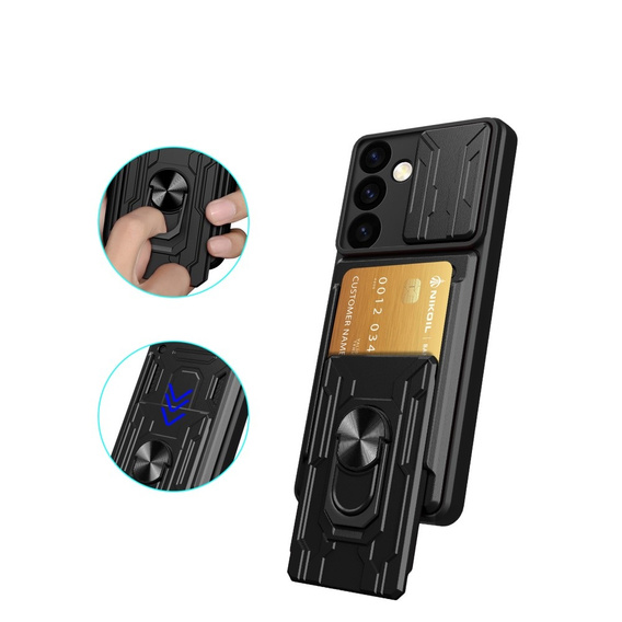 Armored case for Samsung Galaxy S24, Camera Slide Card Slot, black