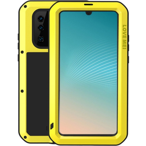 Love Mei Case for Huawei P30 Pro, armored with glass, yellow / black