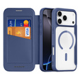 Dux Ducis case for iPhone 17 Pro, Skin X Pro, with flap, for MagSafe, navy blue