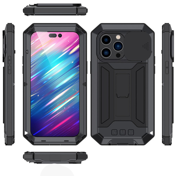 Armored case for iPhone 14 Pro, R-JUST CamShield Slide, black