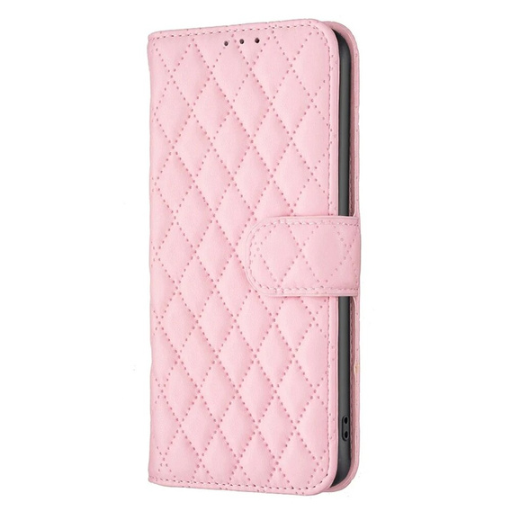 Flip case for Motorola Moto G24 / G24 Power / G04, Rhombus Crossbody Leather, pink rose gold
